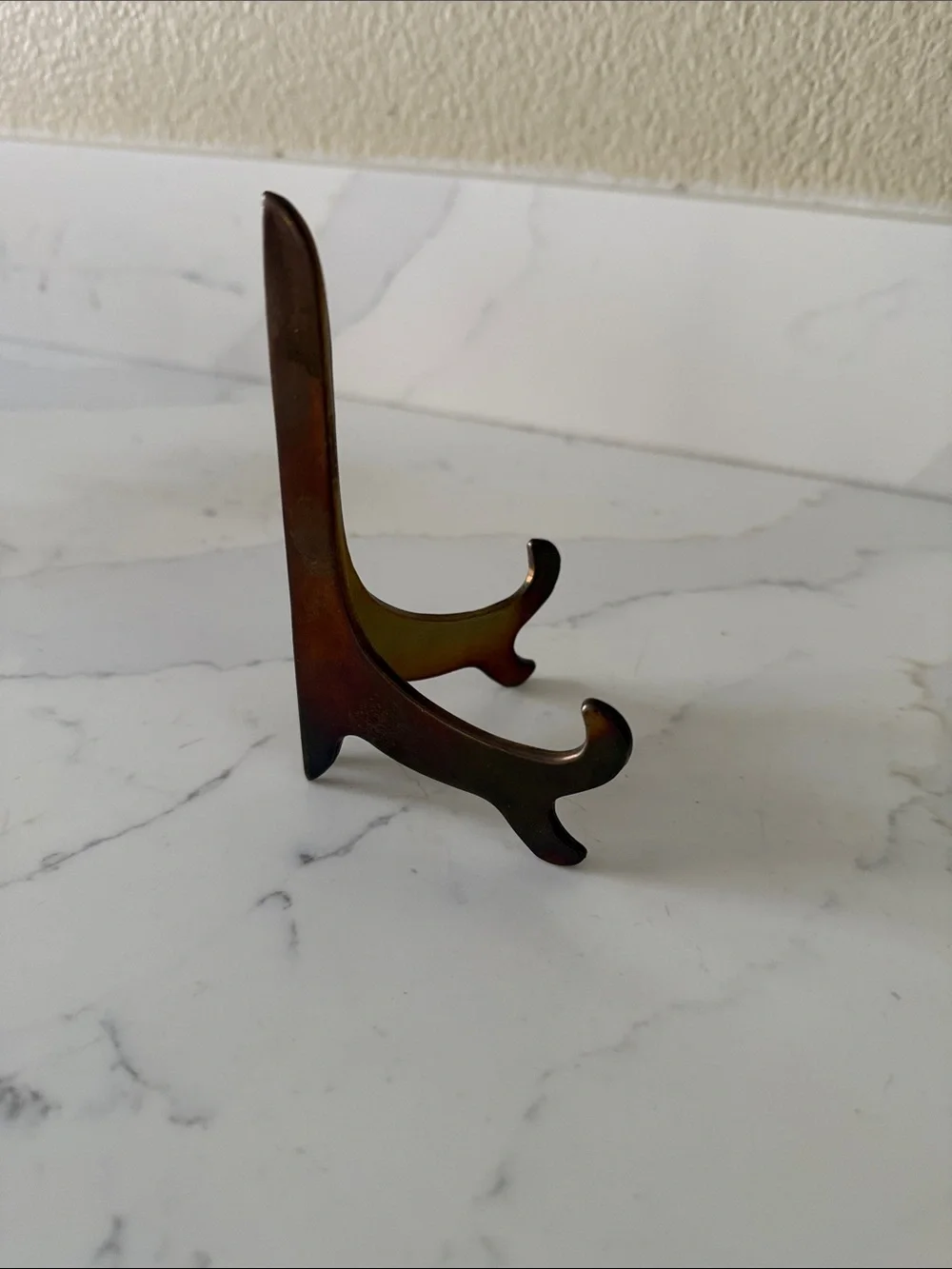 Vintage Brass Shallow Etched Dragon Dish on Brass Easel Small